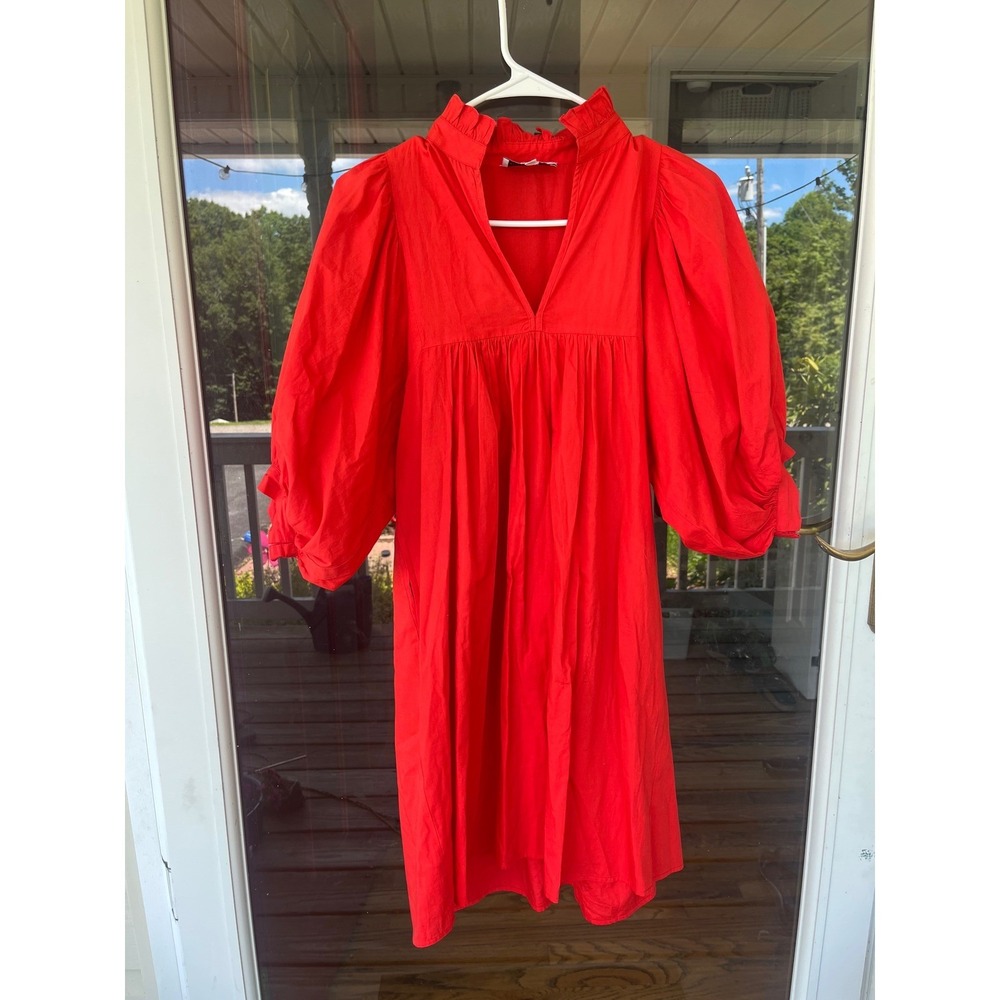 Never A Wallflower Ruffle Neck Puff Sleeve Mini Babydoll Dress XS b5